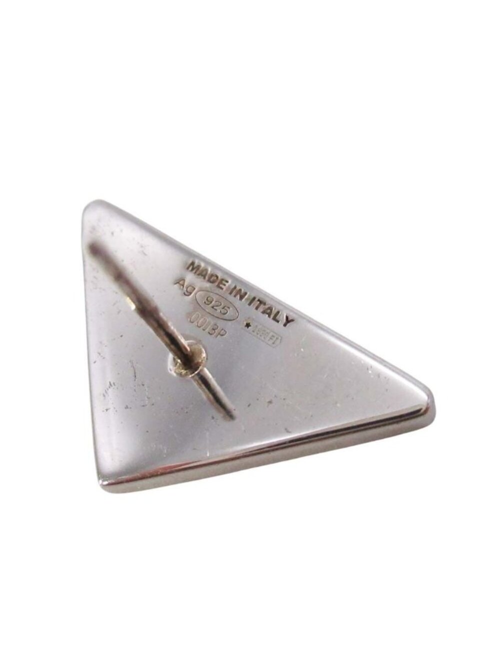 Prada Triangle Logo Stud Earrings Plate Black - Picture 5 of 6